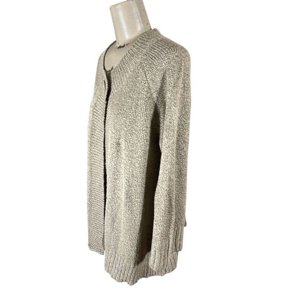 Carolyn Taylor Soft Loop Knit One Button Cardigan Cape Sweater Oatmeal Brown - Picture 2 of 7